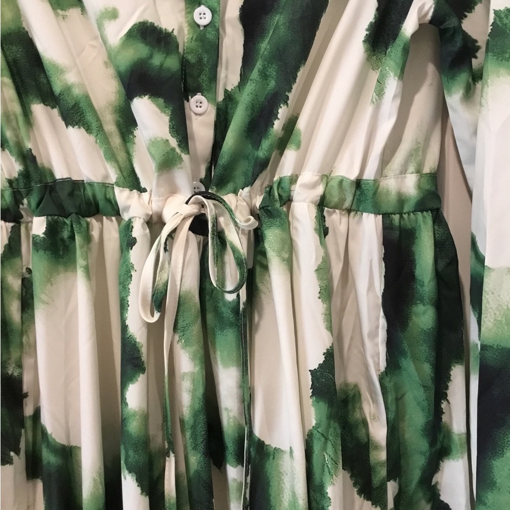 Green and White Button-Up Dress - Picture 5 of 7